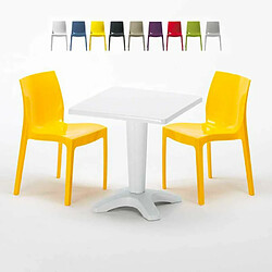 Grand Soleil Table et 2 chaises colorées polypropylen