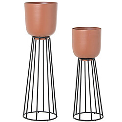 Set de pots de fleurs Alexandra House Living Terre cuite Métal 2 Pièces