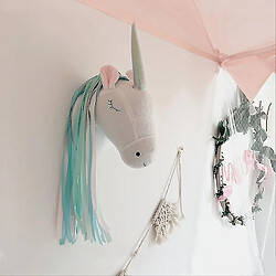 Universal Tête de licorne / cygne en peluche douce pour décoration murale blanche / rose