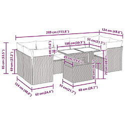 vidaXL Salon de jardin avec coussins 10 pcs gris clair résine tressée pas cher