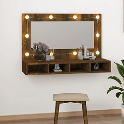 vidaXL Armoire à miroir avec LED Chêne fumé 90x31,5x62 cm