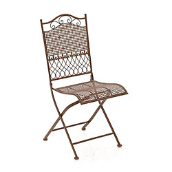 Decoshop26 Chaise de jardin en fer forgé marron vieilli MDJ10022