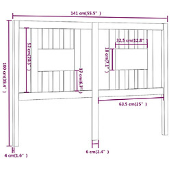 vidaXL Tête de lit Marron miel 141x4x100 cm Bois massif de pin pas cher