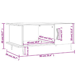 vidaXL Table basse chêne fumé 90x50x40 cm bois d'ingénierie pas cher