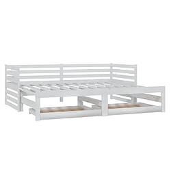 Maison Chic Lit d'appoint 2x(90x200)cm,Lit coulissant Lit de repos Blanc Bois de pin massif -GKD75578