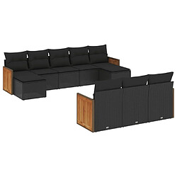 Maison Chic Salon de jardin 10 pcs avec coussins | Ensemble de Table et chaises | Mobilier d'Extérieur noir résine tressée -GKD53562