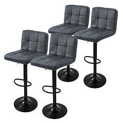 ML-Design Lot de 4 tabourets de bar rembourrées simili anthracite chaise hauteur réglable