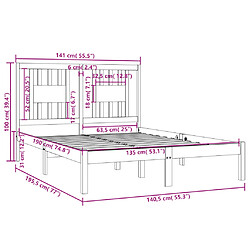 vidaXL Cadre de lit sans matelas gris bois massif pas cher