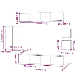 vidaXL Ensemble de meubles TV 8 pcs Noir Bois d'ingénierie pas cher