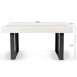 Idmarket Table à manger extensible rectangle PHOENIX 6-10 personnes bois gris 160-200 pas cher