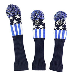 Avis 3pcs Golf Pom Pom Knit Headcover Fairway Woods Driver Hybrid Head Covers 02