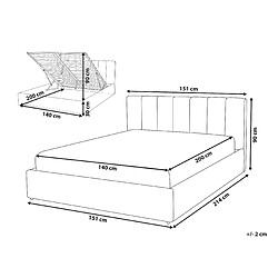 Avis Beliani Lit double en tissu gris clair avec rangement 140 x 200 cm DREUX