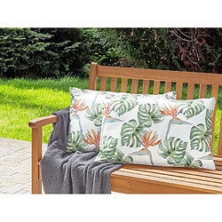 Beliani Lot de 2 coussins TORRAZZO 40 x 60 cm Motif de plante Blanc