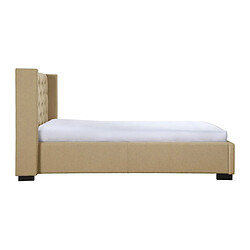 Acheter Vente-Unique Lit 90 x 200 cm avec tête de lit capitonnée - Tissu - Beige + Matelas - MASSIMO II