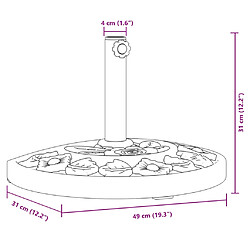 vidaXL Base de parasol pour mâts Ø38 / 48 mm 9 kg demi-rond pas cher