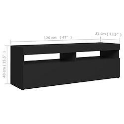 vidaXL Meuble TV avec lumières LED noir 120x35x40 cm pas cher