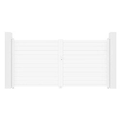 Vente-Unique Portail battant aluminium plein L355 x H181 cm blanc - NAZARIO