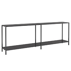 vidaXL Table console Noir 220x35x75,5 cm Verre trempé