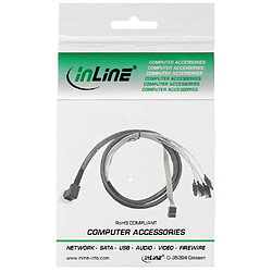 Câble InLine® Mini SAS HD SFF-8643 coudé sur 4x SATA + bande latérale de 0,5 m