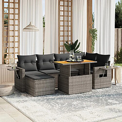 vidaXL Salon de jardin avec coussins 7 pcs gris résine tressée