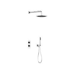 Avis Vente-Unique Ensemble de douche encastrable avec mitigeur thermostatique - Couleur nickel brossé - TIMAVO