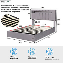 Avis ComfortXL Lit Rembourré 140x200 Avec Bande Lumineuse LED