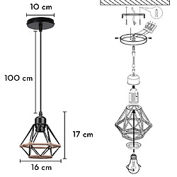 Stoex Lustre D'Intérieur Moderne E27 Suspension Luminaire Rétro Lampe À Suspension Vintage, Pour Le Couloir de Couloir de Bureau de Chambre À Coucher Noir pas cher