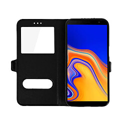 Avizar Housse Samsung Galaxy J6 Plus Etui Double Fenêtre Coque Silicone - Noir pas cher