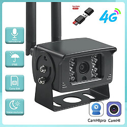 Caméra de Surveillance Sécurité extérieure IP SIM 3G 4G HD 5MP 1080P Sans Fil + Carte SD 128G + Lecteur - App, Audio bidirectionnel