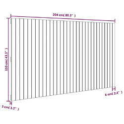 vidaXL Tête de lit murale Blanc 204x3x110 cm Bois massif de pin pas cher