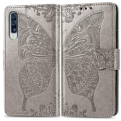 Wewoo Housse Coque Étui en cuir à rabat horizontal Butterfly Love Flowers gaufrage pour Galaxy A70avec support et logements cartesportefeuille et lanière Gris