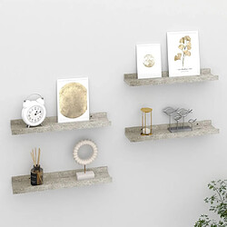 Maison Chic Lot de 4 Étagères murales,Étagère Rangement flottate Gris béton 40x9x3 cm -MN29055