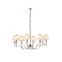 Interiors 1900 Suspension 8 ampoules Stanford, nickel, abat-jour beiges