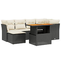 vidaXL Salon de jardin 7 pcs avec coussins noir résine tressée