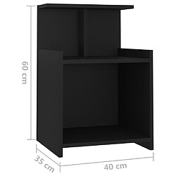 vidaXL Tables de chevet 2 pcs Noir 40x35x60 cm Aggloméré pas cher