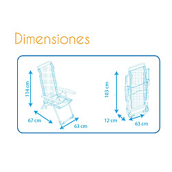 Acheter Chaise de Plage Pliante Solenny 5 Positions Dossier Ergonomique Bleu Blanc 67x63x114 cm