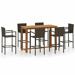 Maison Chic Table de bar et chaises d'extérieur 7 pcs,Ensemble de bar de jardin pour relax Marron -GKD863463