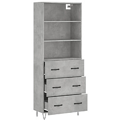 Avis vidaXL Buffet haut Gris béton 69,5x34x180 cm Bois d'ingénierie