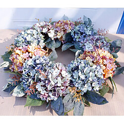 Acheter Grande couronne d'hortensia colorée de 22 ""ronde automne hiver porte d'entrée couronne Festival noël fait main guirlande guirlande suspendus ornement