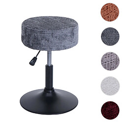 Mendler Tabouret HWC-C22, tabouret de maquillage, réglable en hauteur pivotant Ø 37cm Tissu Chenille (465g/m²) MVG ~ gris foncé