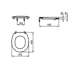 Ideal Standard - Abattant sans couvercle avec ergots de blocage charnières inox Bleu - Matura 2