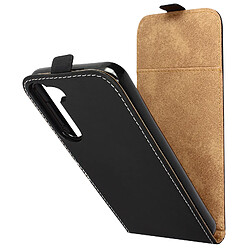 Avizar Étui pour Galaxy S23 Clapet Vertical avec Porte-carte Effet Cuir de Cheval Noir