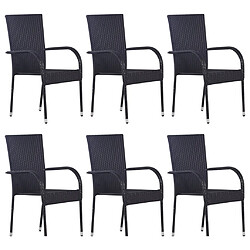 vidaXL Ensemble à manger de jardin 7 pcs Résine tressée Noir