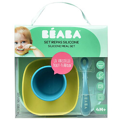 Beaba Service de repas 4 pcs Silicone Bleu et vert pas cher