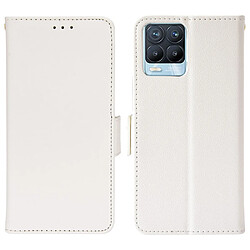 Etui en PU texture litchi, fermoir magnétique avec support, blanc pour votre Realme 8 4G/8 Pro 4G