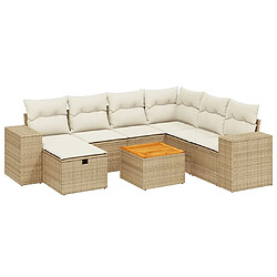 vidaXL Salon de jardin avec coussins 8 pcs beige résine tressée