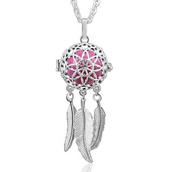 Totalcadeau Collier Bola de grossesse fleur attrape-rêves grelot rose