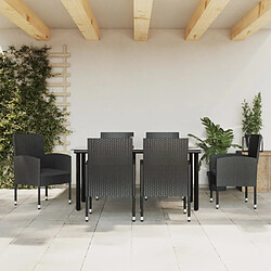 vidaXL Ensemble à manger de jardin 7 pcs noir résine tressée et acier