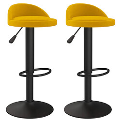 vidaXL Tabourets de bar lot de 2 Jaune Velours