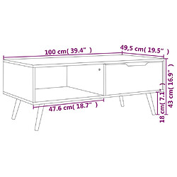 vidaXL Table basse Blanc brillant 100x49,5x43 cm Bois d'ingénierie pas cher